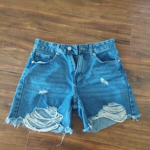 Forever 21 Blue Distressed Jean Shorts